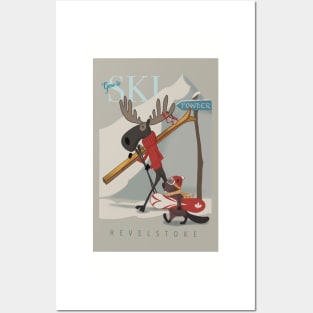 Ski Revelstoke Moose and Beaver travel poster Posters and Art